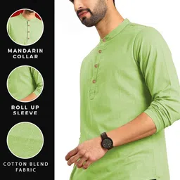 TrendiVastra Pack Of 2 Men Cotton Mandarin Collar Short Kurta image 3