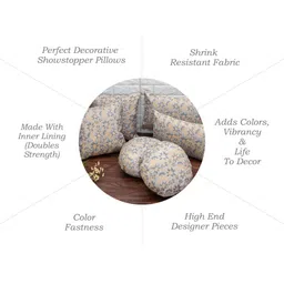 RoyalDeco Grey & Gold-Toned Set of 2 Ethnic Motifs Rectangle Cushion Covers image 2