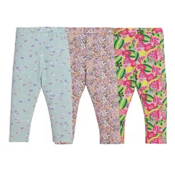 JusCubs Girls Girls 3-Pcs Printed Cotton Floral-Printed Pure Cotton Ankle-Length Leggings-image-65