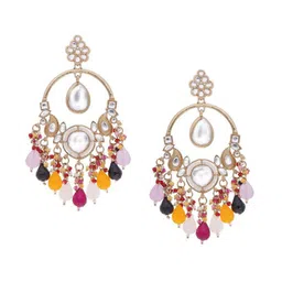 Lyriss Gold Plated Artificial Stone Studded & Beaded Contemporary Chandbalis image 5