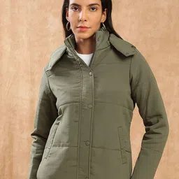 Globus Women Hooded Solid Casual Padded Jacket-image-72