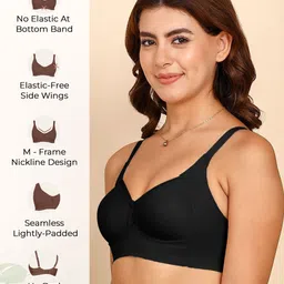DressBerry Pack Of 2 Breathable Cotton Plus Size M-Frame Minimiser Padded Bra image 5