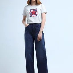 U.S. Polo Assn. Women Women Wide Leg High-Rise Light Fade Stretchable Jeans image 5