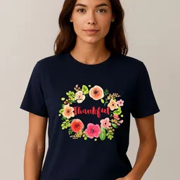 Anikmart Women Floral Printed Pure Cotton T-shirt-image-26