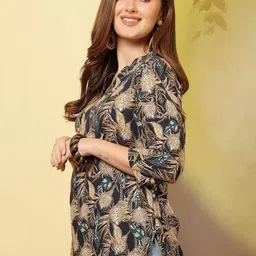 Anouk Floral Printed Mandarin Collar Kurti image 2