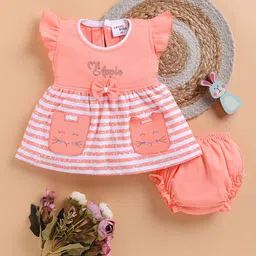 LACKii DOLL Girls Striped Bow Cotton Fit & Flare Dress with Bloomer-picture-23