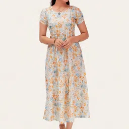 RITIJYA Floral Print Maternity Fit & Flare Maxi Dress-picture-25