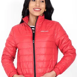 JUMP USA Women Mock Collar Solid Casual Quilted Jacket-image-14