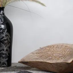 craftroots Beige & Brown Embroidered Square Cushion Cover image 2