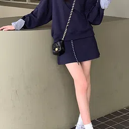 StyleCast Women Round Collar Neck & Long Sleeves Top With Skirt Co-Ords image 2