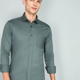 Ethazh Men Spread Collar Solid Cotton Formal Shirt-picture-41