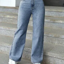 Glossia Women Comfort Straight Fit High-Rise Light Fade Acid Wash Stretchable Jeans-image-93