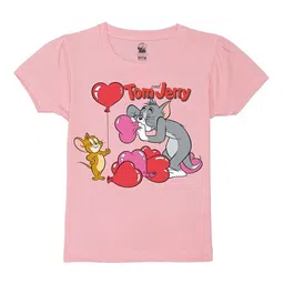 Wear Your Mind Girls Tom & Jerry Graphic Printed Round Neck Pure Cotton T-shirt-image-31