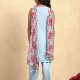 Biba Girls Floral Embroidered Thread Work Kurta With Salwar & With Dupatta image 5