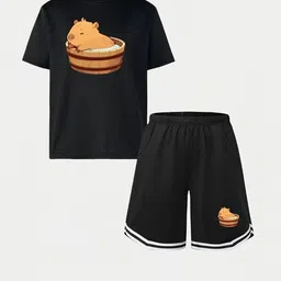 YK Girls Printed Round Neck T-Shirt With Shorts-image-32