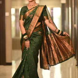 Aldwych Woven Design Zari Silk Blend Banarasi Saree-picture-31