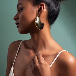 MINJI AND CO. Gold Plated Crescent Shaped Drop Earrings-image-69
