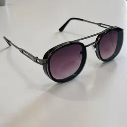 SPADEACES Men Black Lens & Black Round Sunglasses with image 5