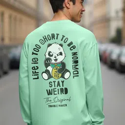 Bewakoof Men Graphic Printed Round Neck Pure Cotton Oversized T-shirt-picture-41