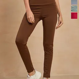 COLOR CAPITAL Women Pack of 4 Skinny Fit Antimicrobial Ankle Length Gym Tights-image-98