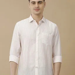 linen club Club Men Contemporary Spread Collar Vertical Striped Slim Fit Casual Shirt-picture-24