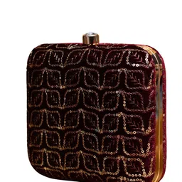 ARTKLIM Sequins Embroidered Box Clutch with Sling Chain image 3