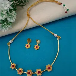 Sanjog Gold-Plated Kundan-Studded Jewellery Set image 2