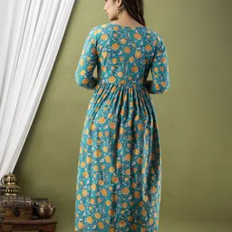 Ashvy Women Maternity Floral Printed Pleated Detail Fit & Flare Midi Dress image 5