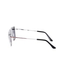 SPADEACES Unisex Black Lens & Silver-Toned Square Sunglasses with image 2