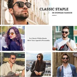 Being Better Unisex Black Lens & Black Rectangle Sunglasses with image 5