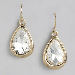 Forever New Gold-Plated Stone Studded Teardrop Shaped Drop Earrings-picture-34