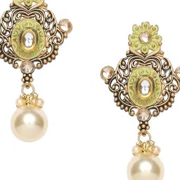 Anouk Artificial Beads Beaded Meenakari Contemporary Oxidised Drop Earrings image 4