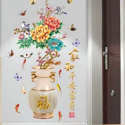 INDIAN ROYALS Blue & Green Floral Printed Self-Adhesive & Durable Wall Sticker-image-85