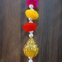 Sellplus 4 Pcs Pink & Green Pompom With Cone Hanging image 3