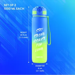 Milton Blue And Green 2 Pieces Motivational Sippers - 1000 ml Each image 5