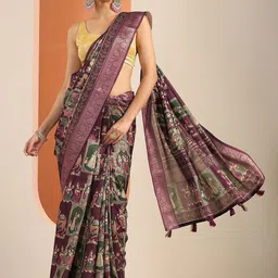 Libas Kalamkari Zari Silk Blend Saree image 5