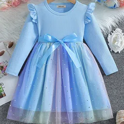 INCLUD Girls Star Print Fit & Flare Knee Length Dress-picture-11