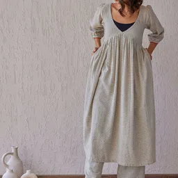 The Yellow Bow Ebony Striped V-Neck Tunic & Inner Slip With Palazzo Co-Ords Set image 3