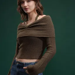 Tokyo Talkies Women Crop Pullover with Embellished Detail-picture-18