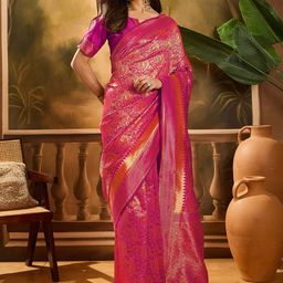 MANVAA Woven Design Zari Banarasi Saree With Blouse Piece-picture-47