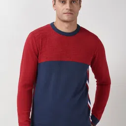 Peter England Casuals Colourblocked Crew Neck Cotton Sweater-picture-28