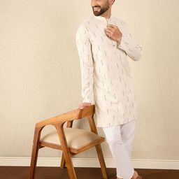 House of Pataudi Men Geometric Printed Festive Pure Cotton Straight Kurta-picture-18