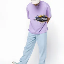 BDSQUARE Men Graphic Printed Oversized Cotton T Shirt image 4