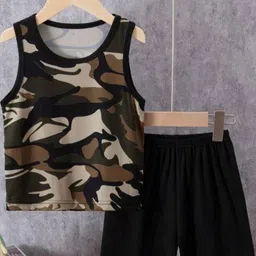 MUSNAH GARMENTS Kids-Unisex Black Cotton Blend Clothing Set-image-21