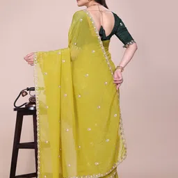 K 5 Fashion Embellished Embroidered Pure Chiffon Maheshwari Saree image 4