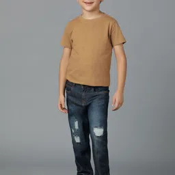 TALES & STORIES Boys Slim Fit Mildly Distressed Light Fade Stretchable Jeans image 5