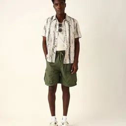 THE BEAR HOUSE Abstract Printed Spread Collar Relaxed Fit Casual Shirt image 5