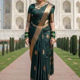 Bindi Fashion Woven Design Zari Silk Blend Handloom Banarasi Saree-image-32