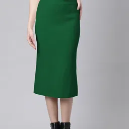 SHOWOFFFF Textured Straight Midi Skirt with Back Slit-picture-34