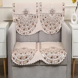 Fashion Throw Beige Printed Jacquard 2 Piece Sofa Cover image 1